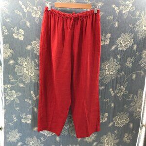 Bridgewater Studio orange 100% linen pull-on pants size 14W